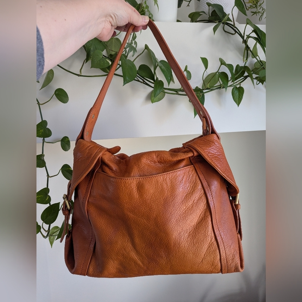 Brown Leather Shoulder Bag Hobo Lots Of Pockets Stampede Festival Bag - Picture 1 of 12
